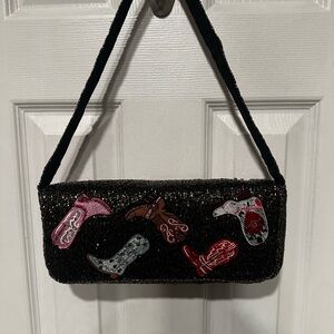 Handcrafted in India beaded cowboy boot bag